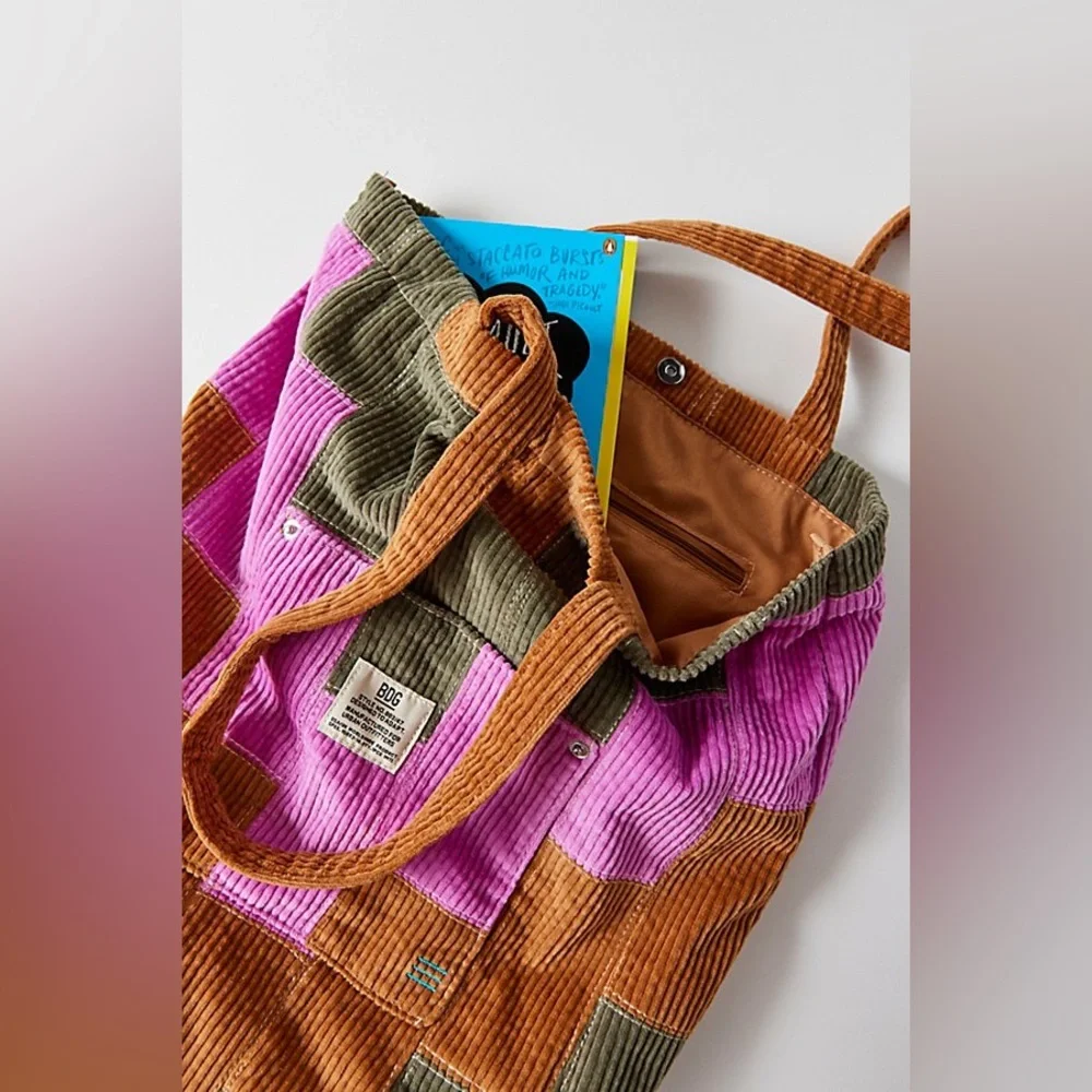BDG Patchwork Tote Bag - Pink, Green, and Brown - Picture 14 of 14